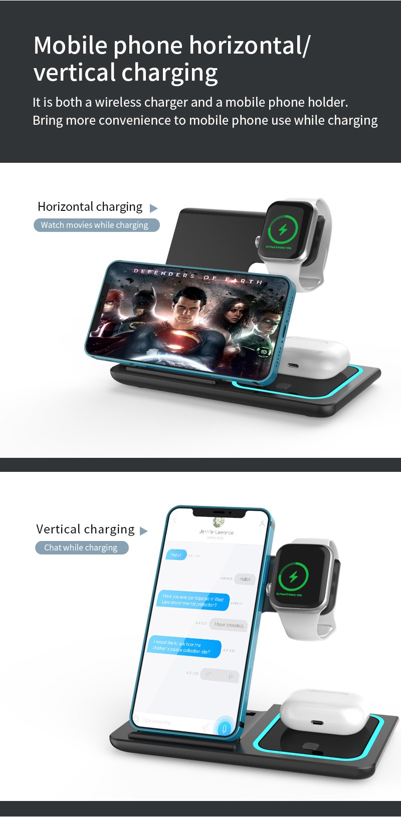 wireless charger 4 in 1 factory low price