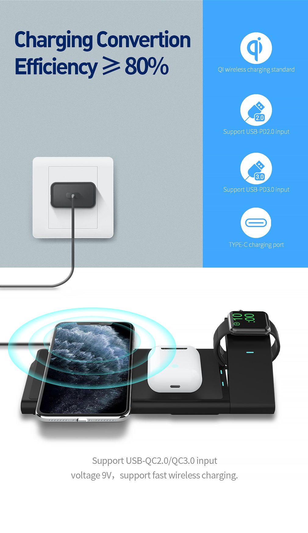 MULTI DEVICE WIRELESS CHARGER FACTORY LTS-DW06 