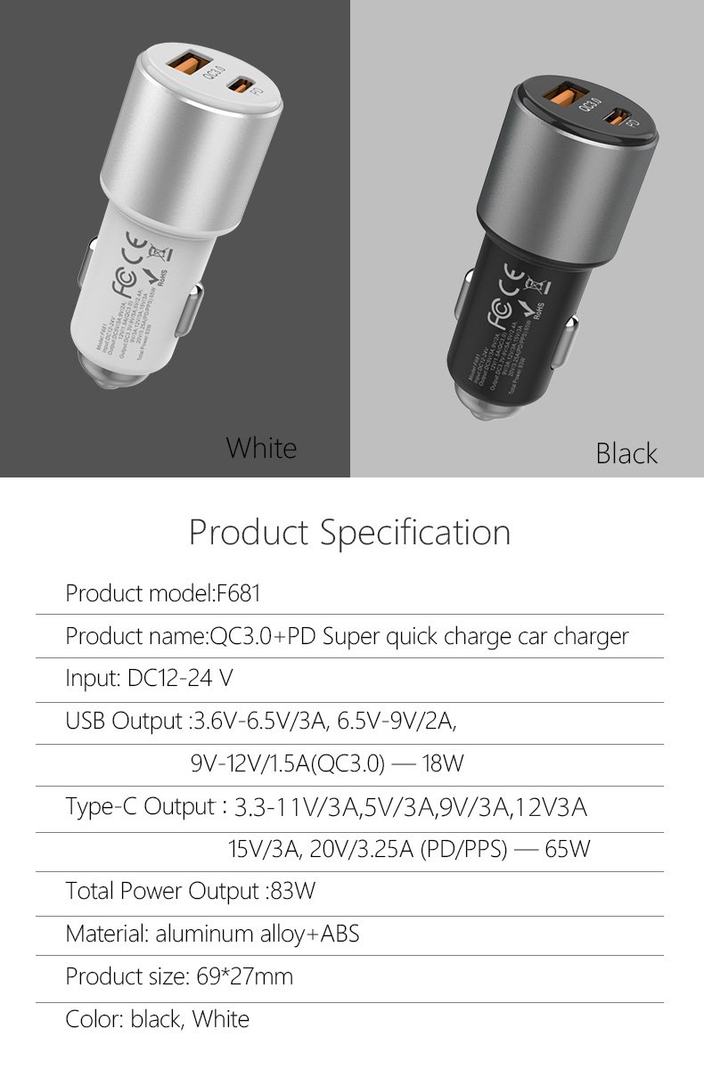 F681 83W FAST CAR CHARGER