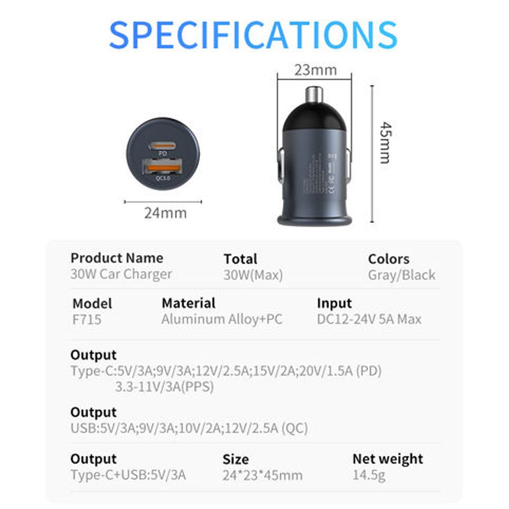 30W PD+QC3.0 CAR CHARGER FACTORY