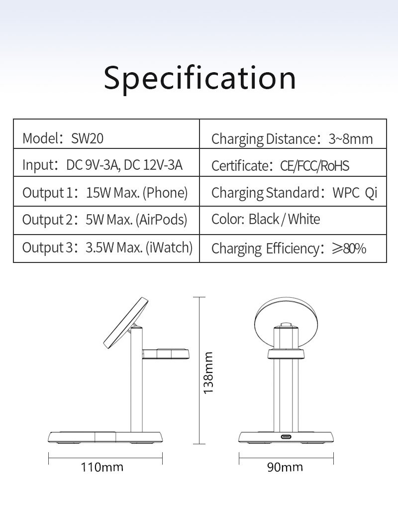 Multi Device Wireless Charger Stand LTSSW20